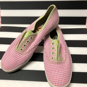 Size 7 Keds pink white checked gingham tennies